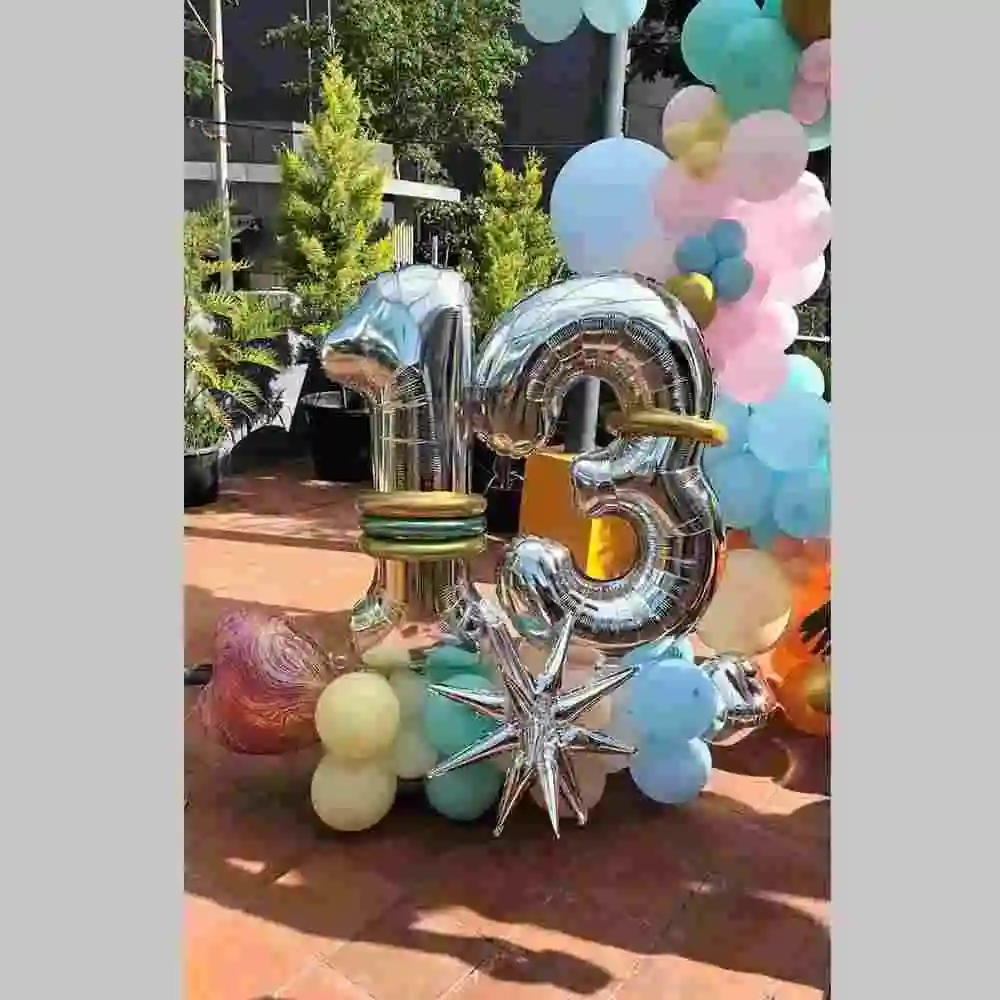 Birthday Balloon Decoration with Helium Balloons